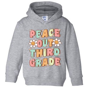 Peace Out Third Grade Cute Groovy Last Day of 3rd Grade Toddler Hoodie