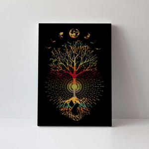 Phases Of The Moon Retro 60s 70s Vibe Tree Of Life Canvas