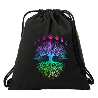 Phases Of The Moon Tree Of Life Mystical Zen Yoga Meditation Great Gift Drawstring Bag