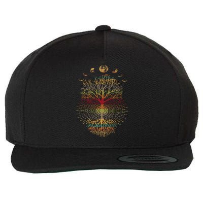 Phases Of The Moon Retro 60'S 70'S Vibe Tree Of Life Gift Wool Snapback Cap