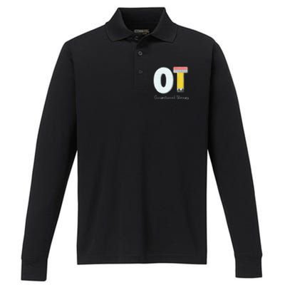 Pediatric Occupational Therapy Cute Pencil Back To School Performance Long Sleeve Polo