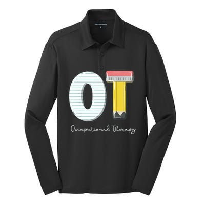 Pediatric Occupational Therapy Cute Pencil Back To School Silk Touch Performance Long Sleeve Polo