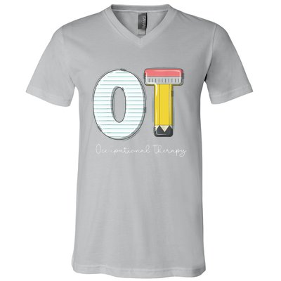 Pediatric Occupational Therapy Cute Pencil Back To School V-Neck T-Shirt