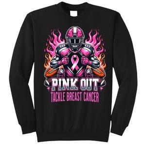 Pink_ Out Tackle Breast Cancer Awareness American Football Tall Sweatshirt