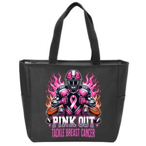 Pink_ Out Tackle Breast Cancer Awareness American Football Zip Tote Bag