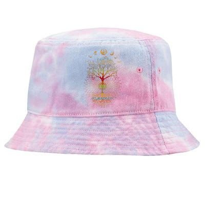 Phases Of The Moon Retro 60S 70S Vibe Tree Of Life Tie-Dyed Bucket Hat