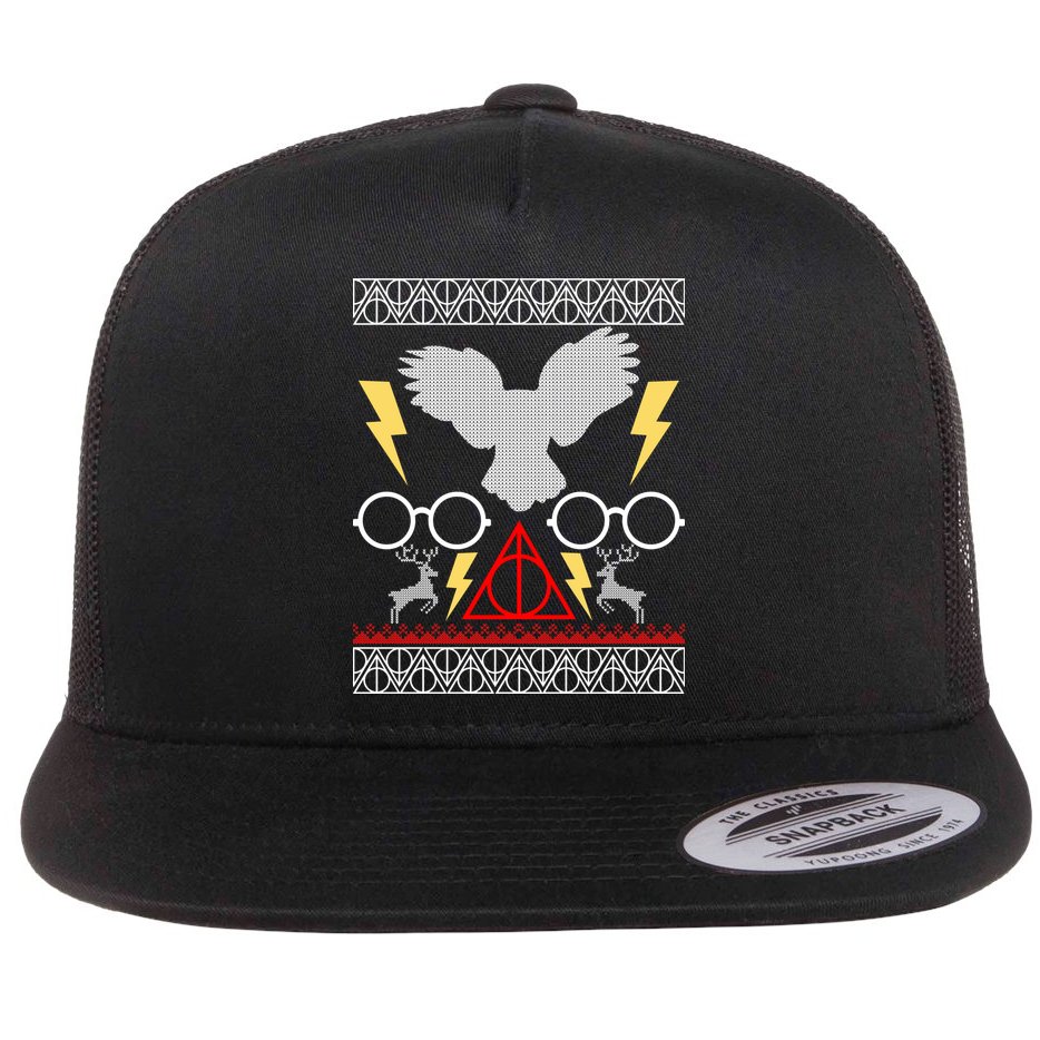 Potter Ugly Christmas Sweater Lighting Flat Bill Trucker Hat
