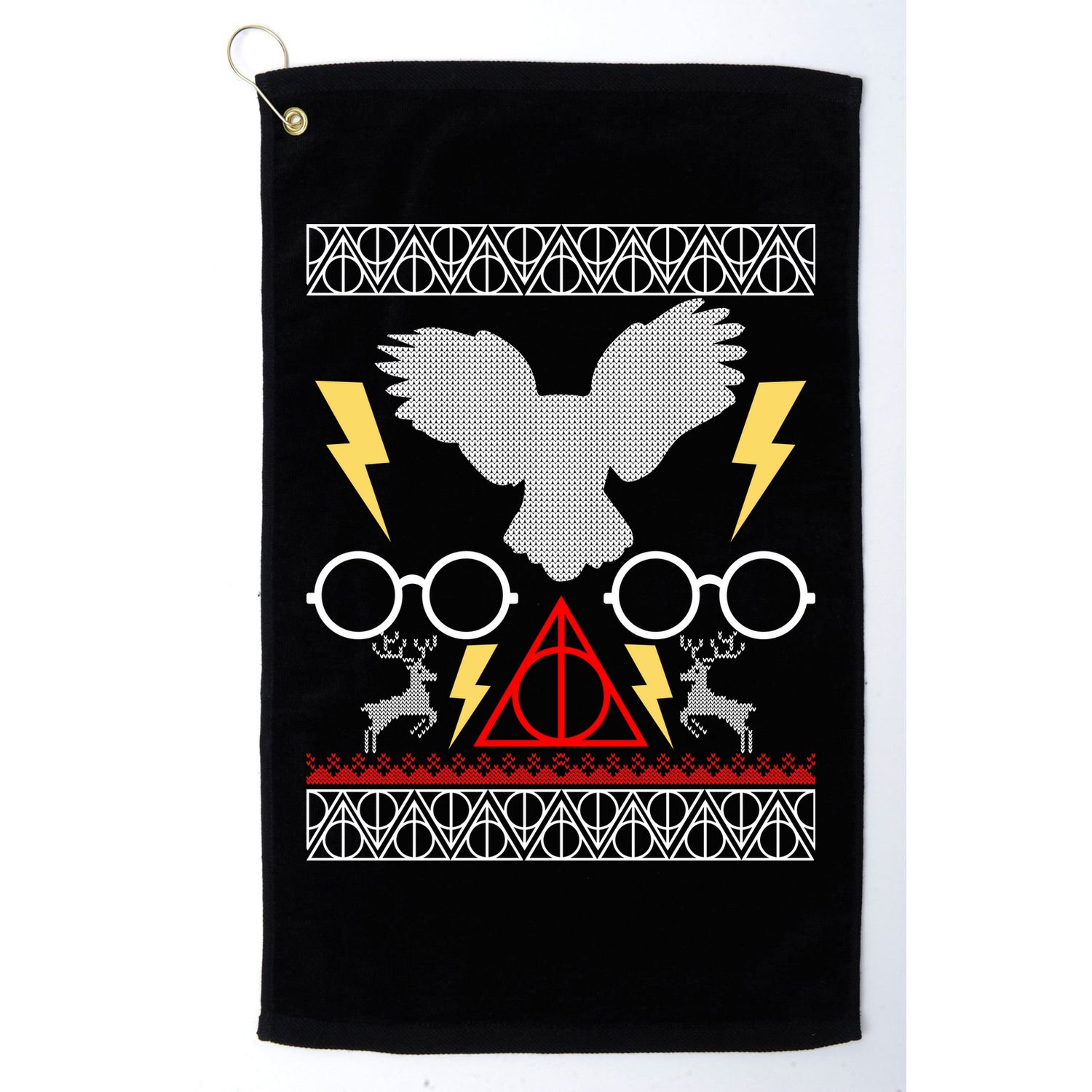 Potter Ugly Christmas Sweater Lighting Golf Towel