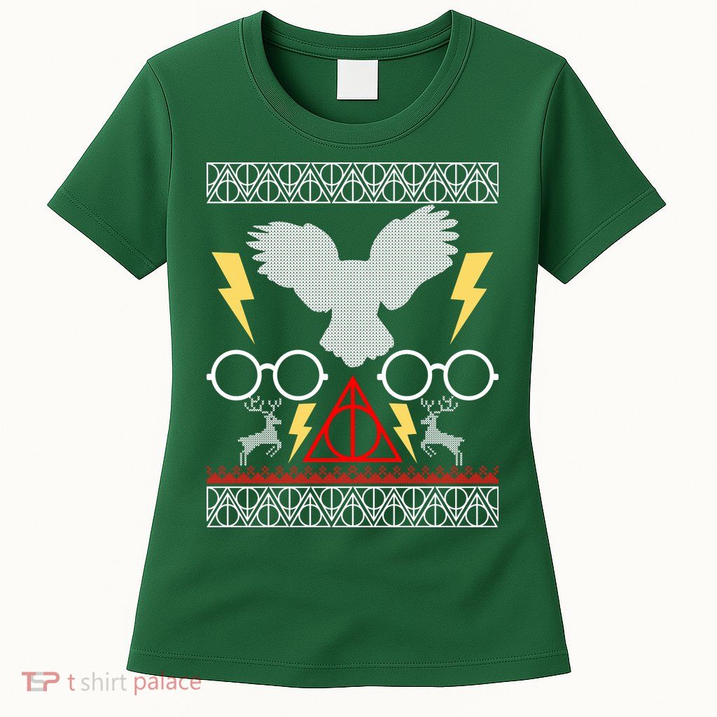 Potter Ugly Christmas Sweater Lighting Womens T-Shirt