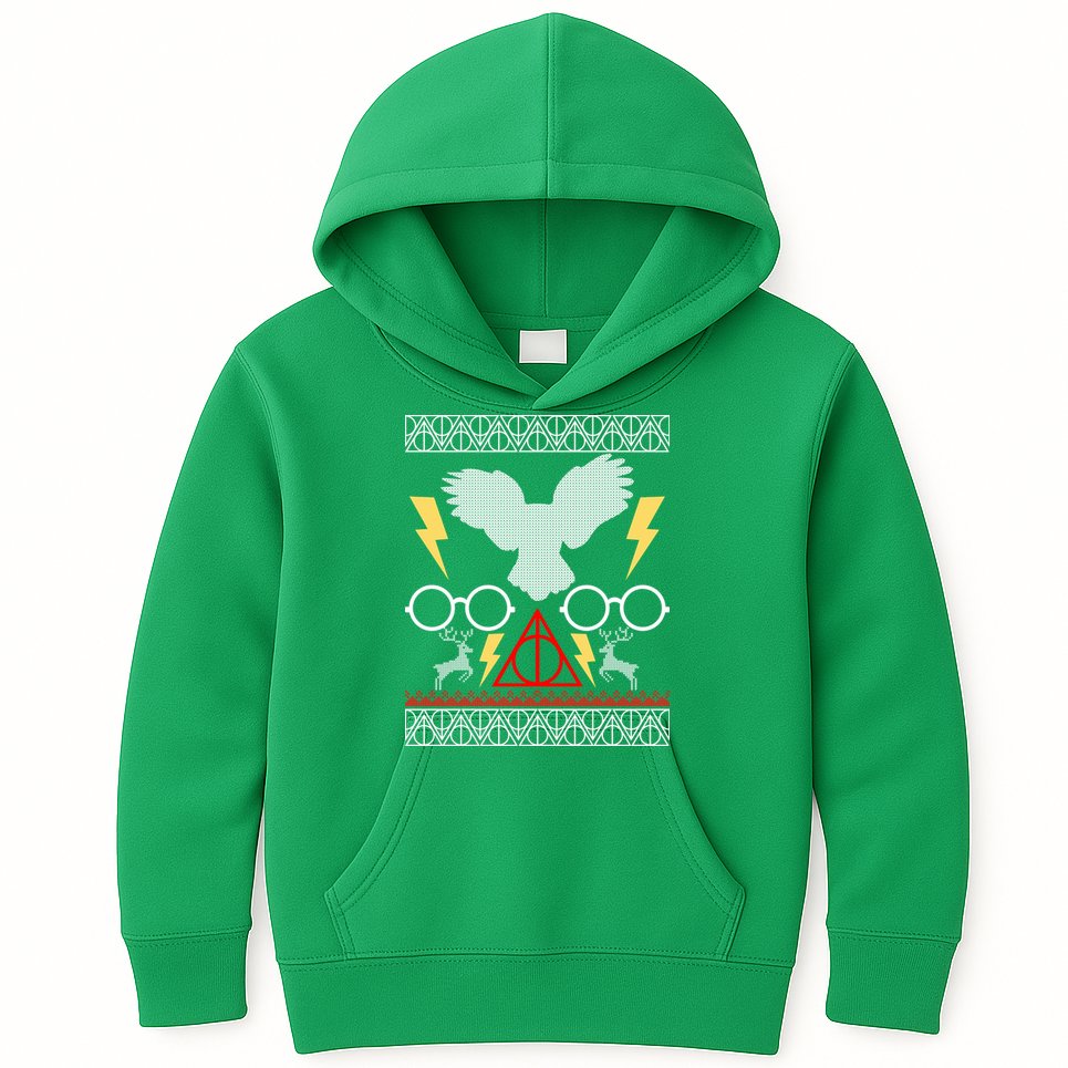 Potter Ugly Christmas Sweater Lighting Kids Hoodie