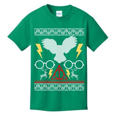 Potter Ugly Christmas Sweater Lighting Kids T-Shirt