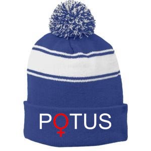 Potus Hillary Clinton Stripe Pom Pom Beanie