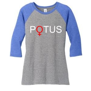 Potus Hillary Clinton Women's Tri-Blend 3/4-Sleeve Raglan Shirt