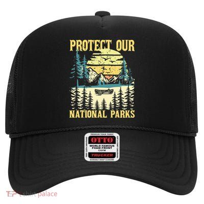 Protect Our Us National Parks Hiking & Camping Lover High Crown Mesh Back Trucker Hat
