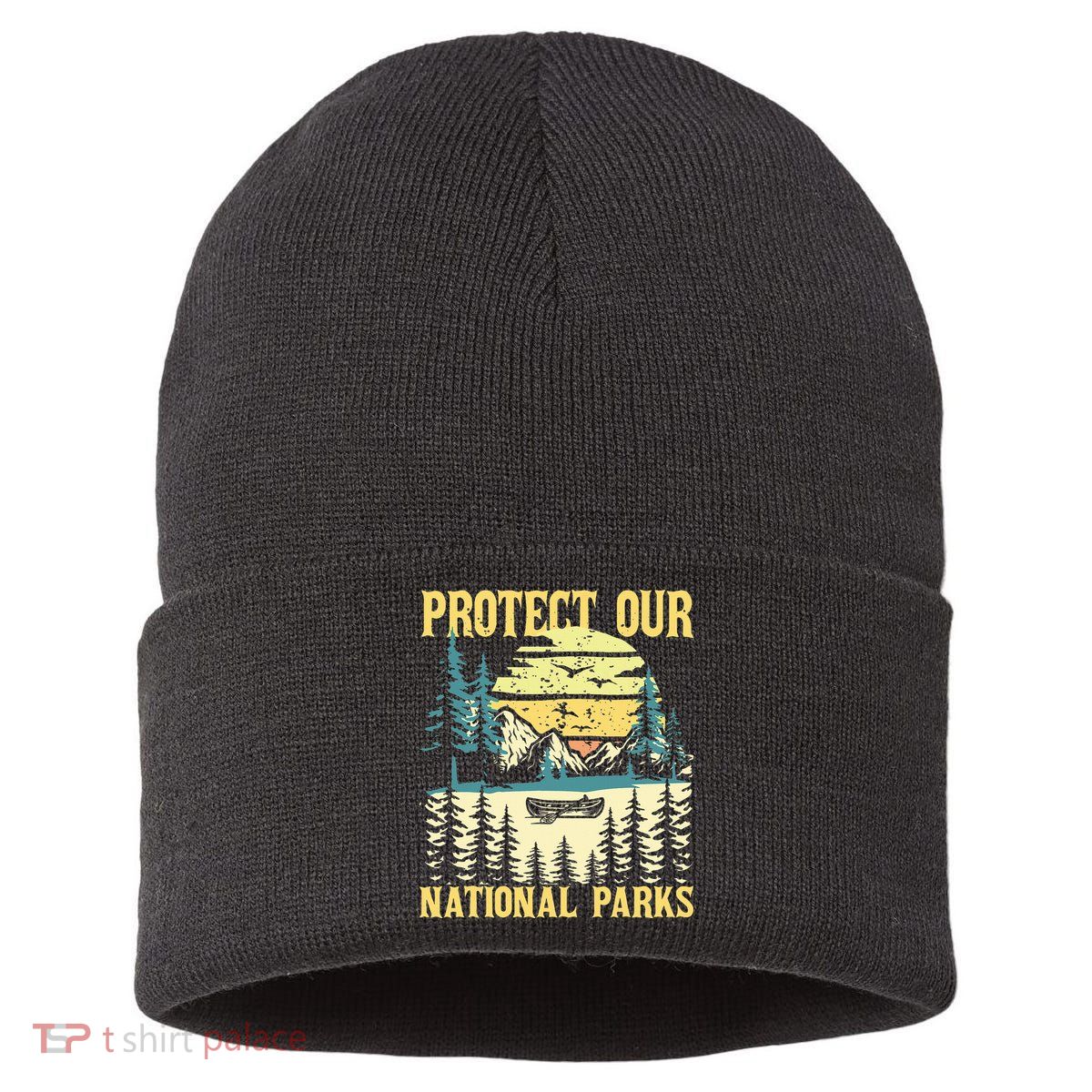 Protect Our Us National Parks Hiking & Camping Lover Sustainable Knit Beanie