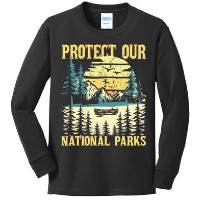 Protect Our Us National Parks Hiking & Camping Lover Kids Long Sleeve Shirt