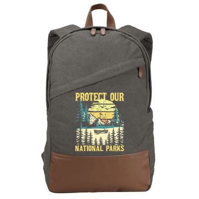 Protect Our Us National Parks Hiking & Camping Lover Cotton Canvas Backpack