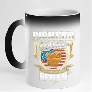 Pioneer Ohio Usa Flag 4th Of July Funny Gift 11oz Black Color Changing Mug