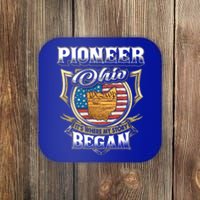 Pioneer Ohio Usa Flag 4th Of July Funny Gift Coaster