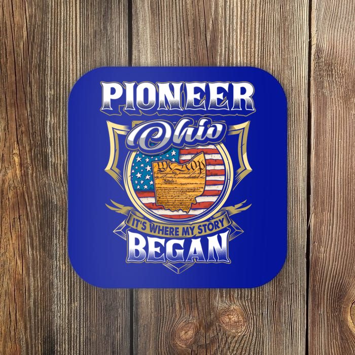 Pioneer Ohio Usa Flag 4th Of July Funny Gift Coaster