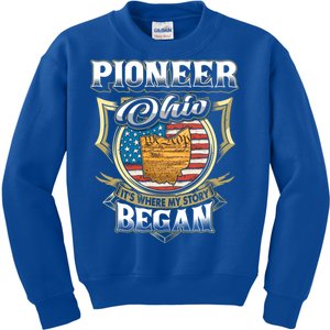 Pioneer Ohio Usa Flag 4th Of July Funny Gift Kids Sweatshirt