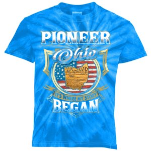 Pioneer Ohio Usa Flag 4th Of July Funny Gift Kids Tie-Dye T-Shirt