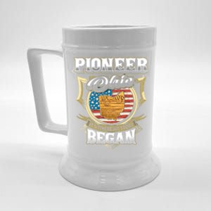 Pioneer Ohio Usa Flag 4th Of July Funny Gift Beer Stein