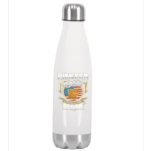 Pioneer Ohio Usa Flag 4th Of July Funny Gift Stainless Steel Insulated Water Bottle