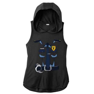 Police Officer Uniform Halloween Costume Ladies PosiCharge Tri-Blend Wicking Draft Hoodie Tank