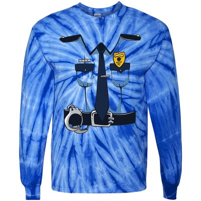 Police Officer Uniform Halloween Costume Tie-Dye Long Sleeve Shirt