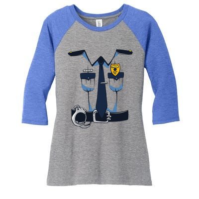 Police Officer Uniform Halloween Costume Women's Tri-Blend 3/4-Sleeve Raglan Shirt