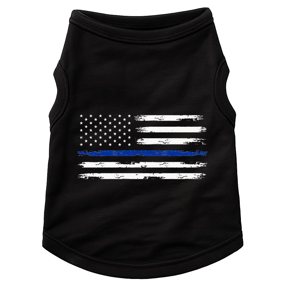 Police Officer US USA American Flag Thin Blue Line Doggie Tank