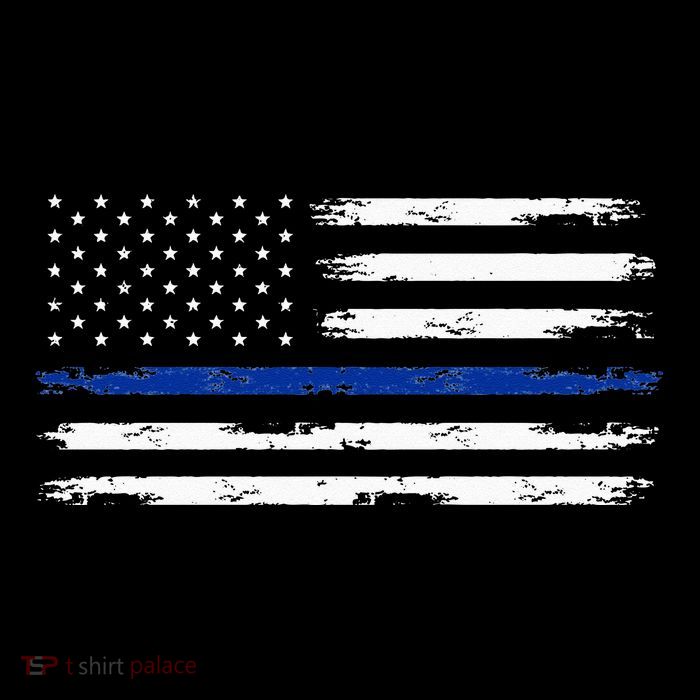 Police Officer US USA American Flag Thin Blue Line Tall T-Shirt
