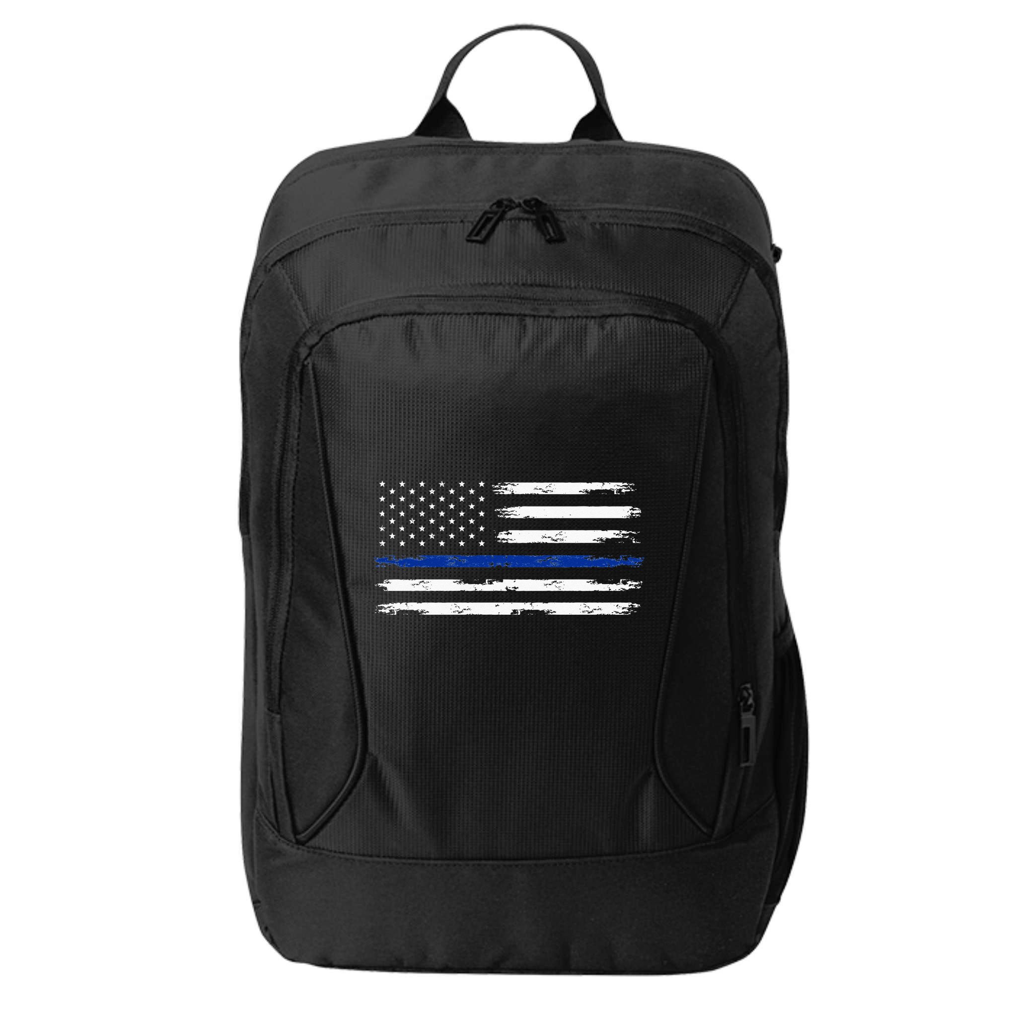 Police Officer US USA American Flag Thin Blue Line City Backpack