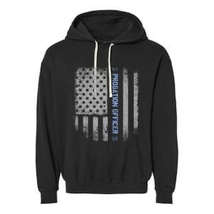 Probation Officer US Flag Hoodie Garment-Dyed Fleece Hoodie