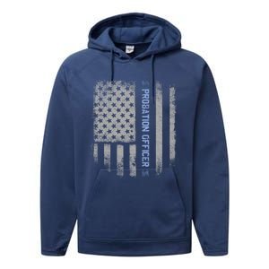 Probation Officer US Flag Hoodie Performance Fleece Hoodie