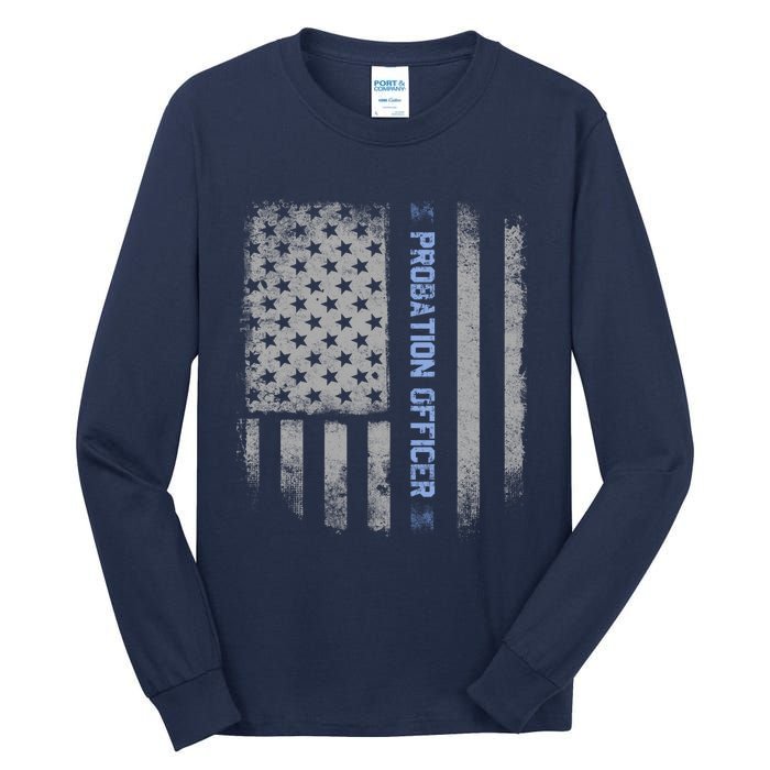 Probation Officer US Flag Hoodie Tall Long Sleeve T-Shirt