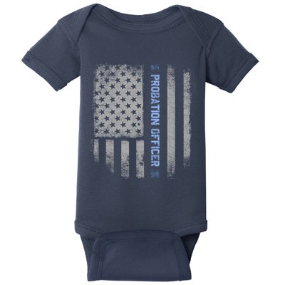 Probation Officer US Flag Hoodie Baby Bodysuit