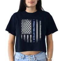 Probation Officer US Flag Hoodie Women's Crop Top Tee