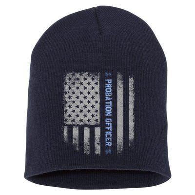 Probation Officer US Flag Hoodie Short Acrylic Beanie