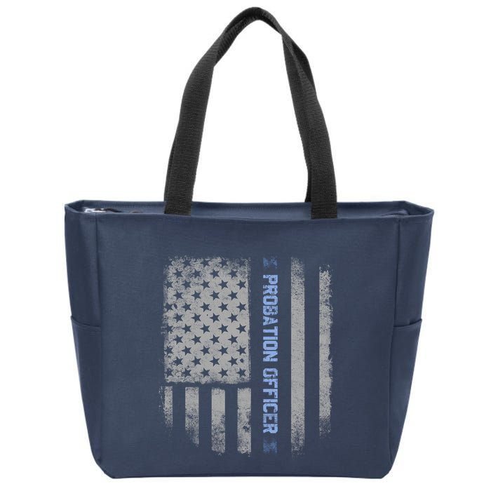Probation Officer US Flag Hoodie Zip Tote Bag