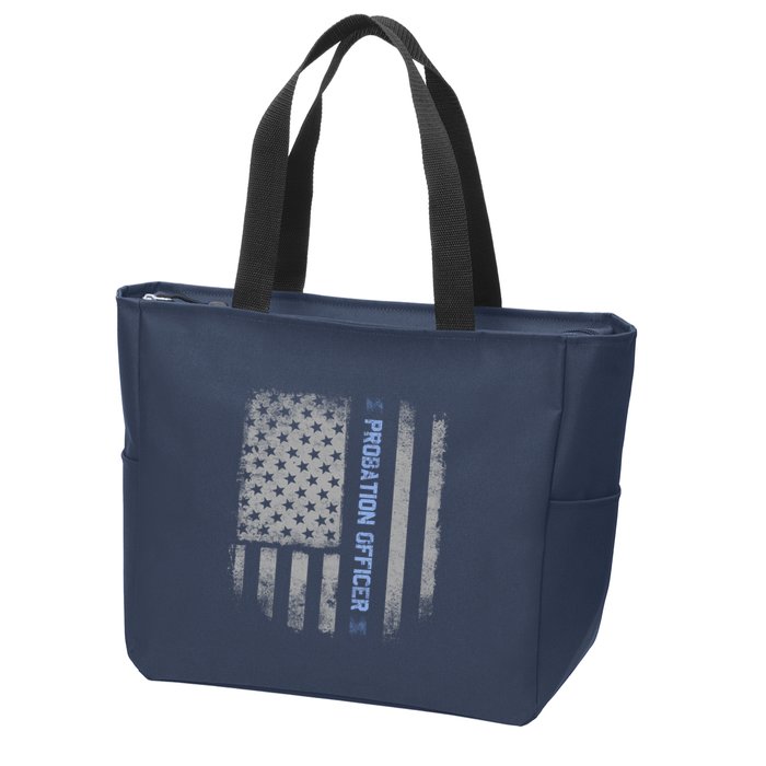 Probation Officer US Flag Hoodie Zip Tote Bag