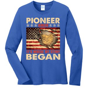 Pioneer Ohio Usa Flag 4th Of July Great Gift Ladies Long Sleeve Shirt