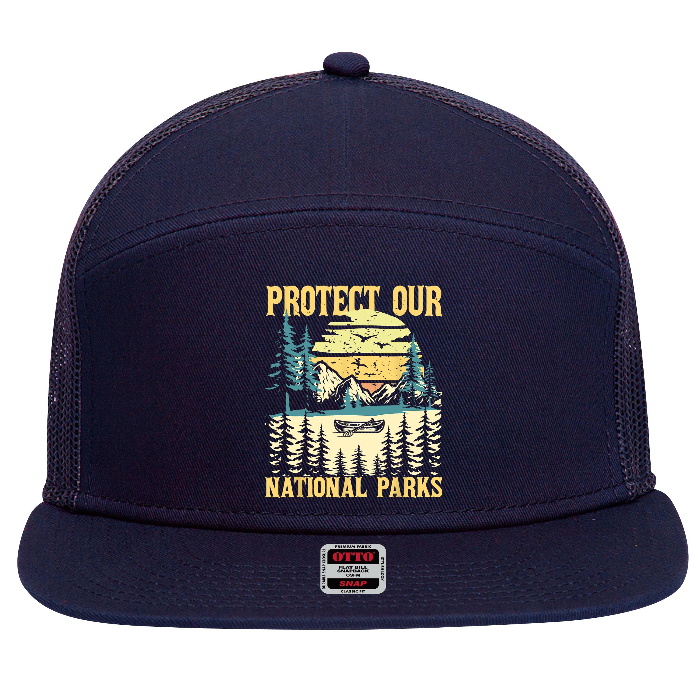 Protect Our US National Parks Hiking & Camping Lover 7 Panel Mesh Trucker Snapback Hat