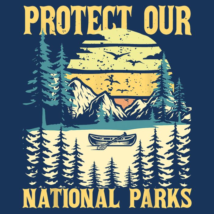 Protect Our US National Parks Hiking & Camping Lover 7 Panel Mesh Trucker Snapback Hat
