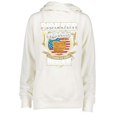 Pioneer Ohio Usa Flag 4th Of July Gift Womens Funnel Neck Pullover Hood