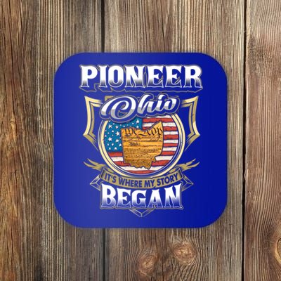 Pioneer Ohio Usa Flag 4th Of July Gift Coaster