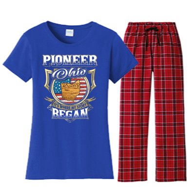 Pioneer Ohio Usa Flag 4th Of July Gift Women's Flannel Pajama Set