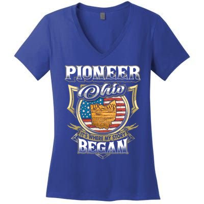 Pioneer Ohio Usa Flag 4th Of July Gift Women's V-Neck T-Shirt