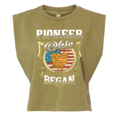 Pioneer Ohio Usa Flag 4th Of July Gift Garment-Dyed Women's Muscle Tee